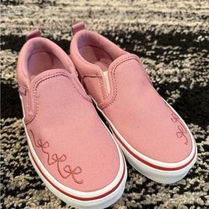 Vans Pink Slip-On Canvas Sneakers with Bow Embroidery